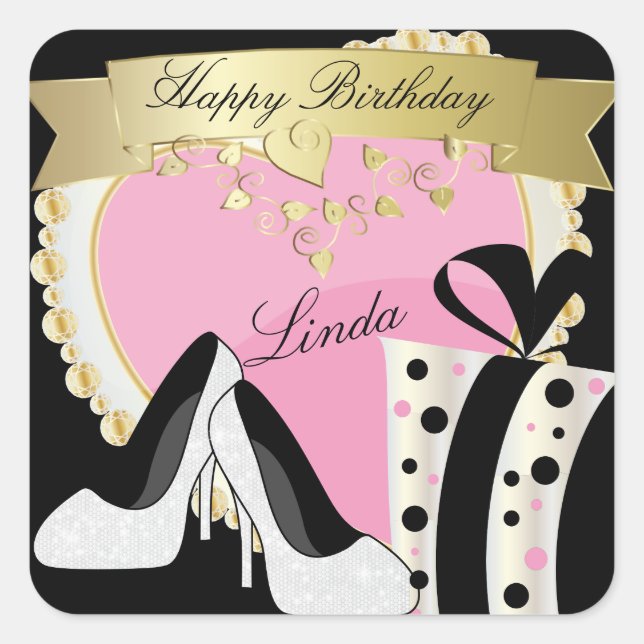 Birthday Celebration | Anpassen Quadratischer Aufkleber (Vorderseite)