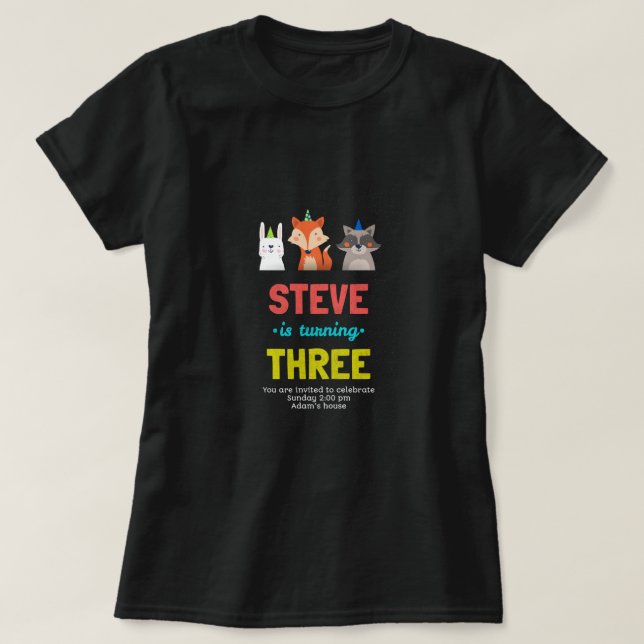 Birthday Celebration Cute Animals Birthday Card T-Shirt (Design vorne)