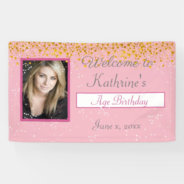 Birthday Celebration Gold Glitzer, Glitzern Banner (Horizontal)