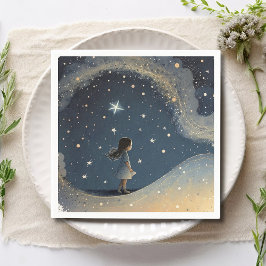 Birthday Celestial Star Watercolor Girl Serviette