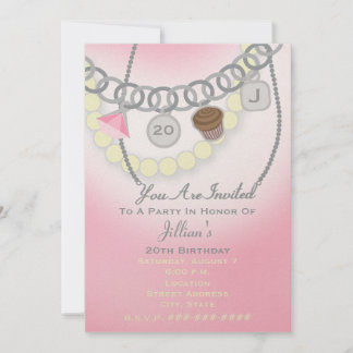 Birthday Charm Bracelet & Pearls Schmuck Einladung