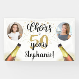 Birthday CHEERS TO # YEARS Black Gold 2 Foto Banner