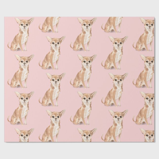 Birthday Chihuahua Dog Pink Party Hat Geschenkpapier (Flach)