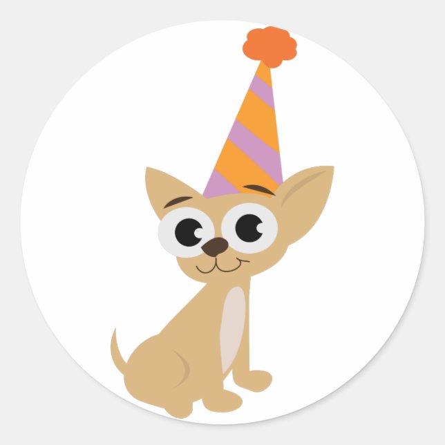 Birthday Chihuahua Runder Aufkleber (Vorderseite)