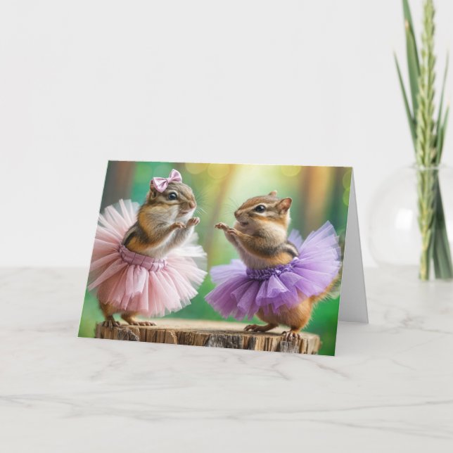 Birthday Chipmunks Dancing Karte (Vorderseite)