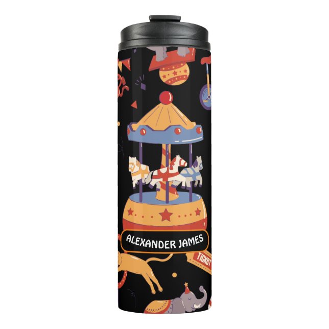 Birthday Circus Pattern Clown von Black Carnival K Thermosbecher (Vorderseite)