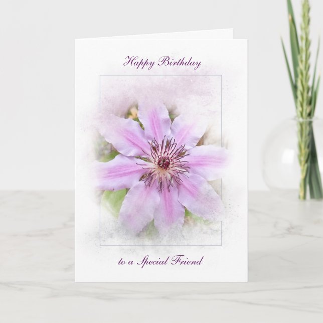Birthday Clematis Karte (Vorderseite)