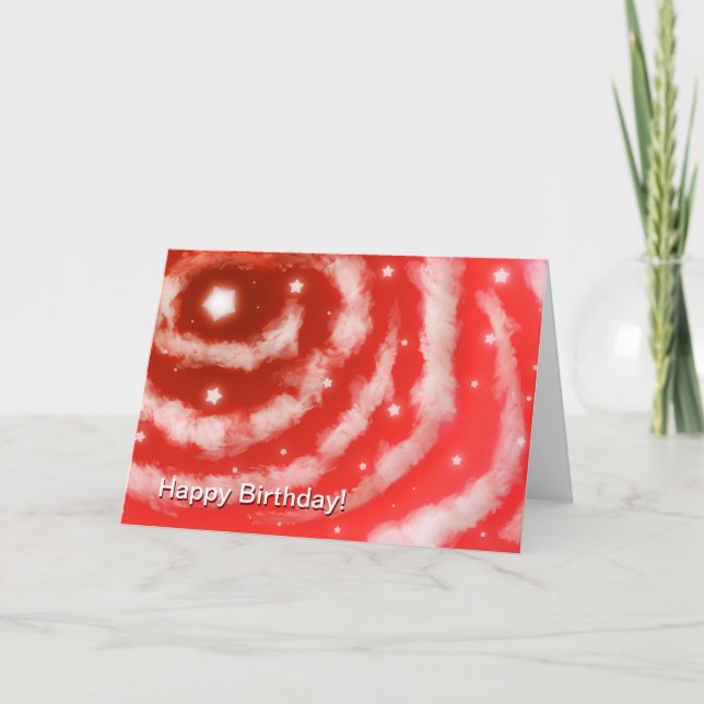 Birthday Cloud Red Star Clouds Karte (Vorderseite)