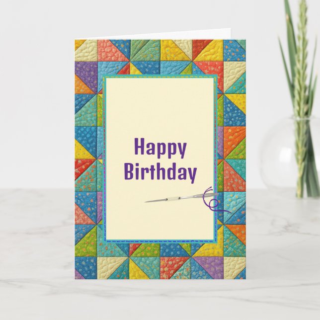 Birthday Colorful Pinwheel Quilt Design Karte (Vorderseite)