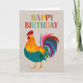 Birthday Colorful Rooster Karte