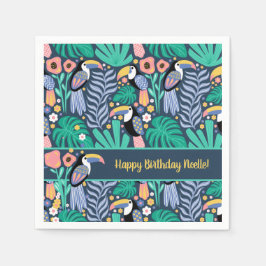 Birthday Colorful Tropical Toucan Bird Serviette