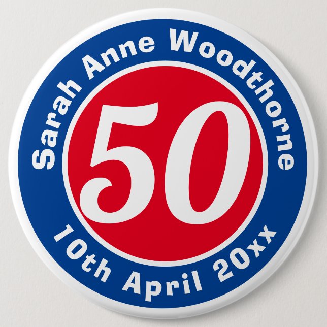 Birthday Commemoration with Name, Age, & Date Button (Vorderseite)