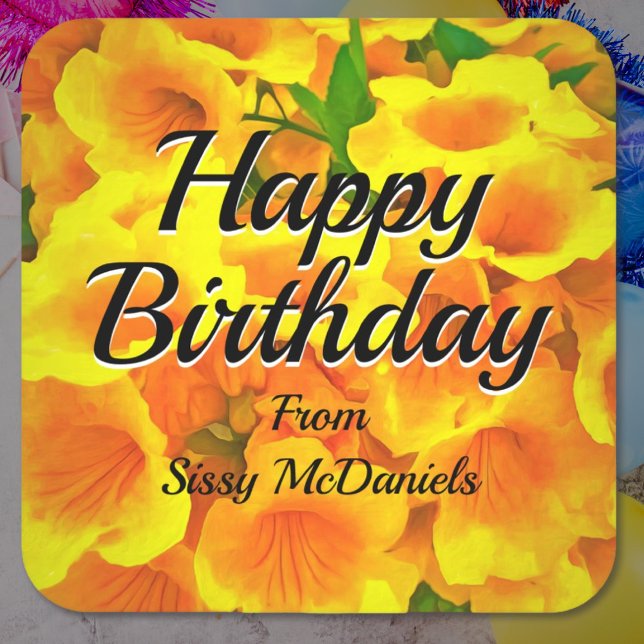 Birthday Copa de Oro Quadratischer Aufkleber (Von Creator hochgeladen)