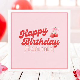 Birthday Coquette Cherries Bows Bubble Letters Serviette