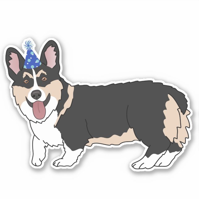 Birthday Corgi Aufkleber (Vorderseite)
