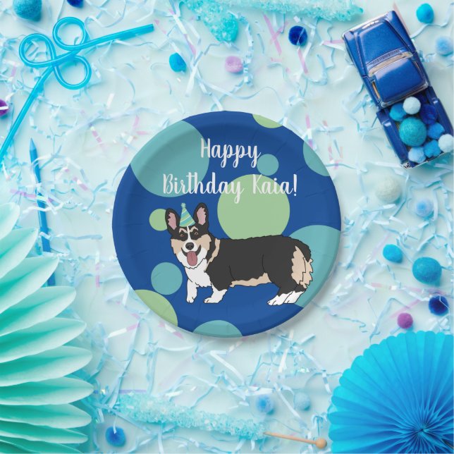 Birthday Corgi Pappteller (Party)