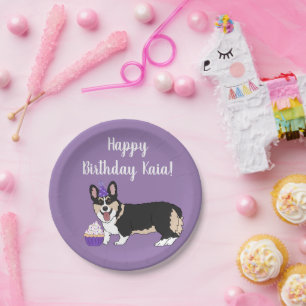 Birthday Corgi Pappteller