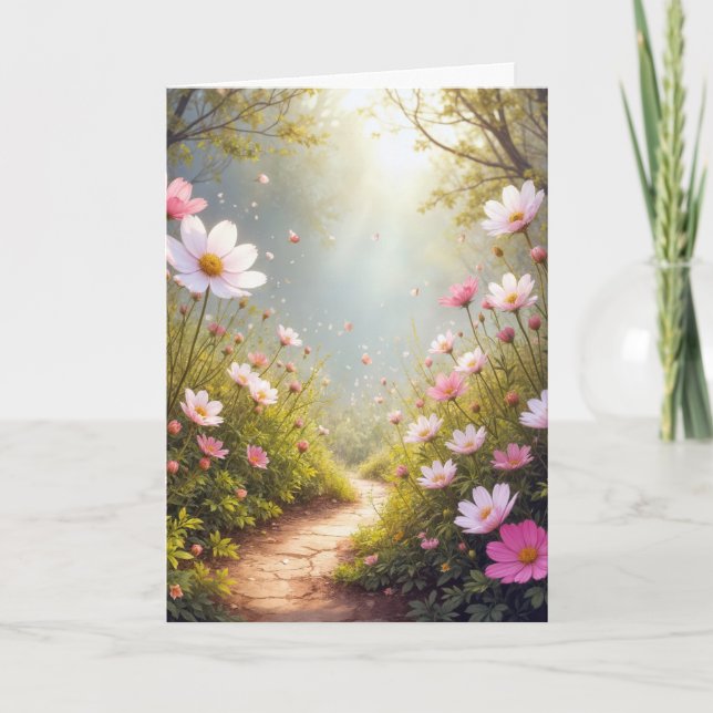 Birthday Cosmos Flower Garden Karte (Vorderseite)
