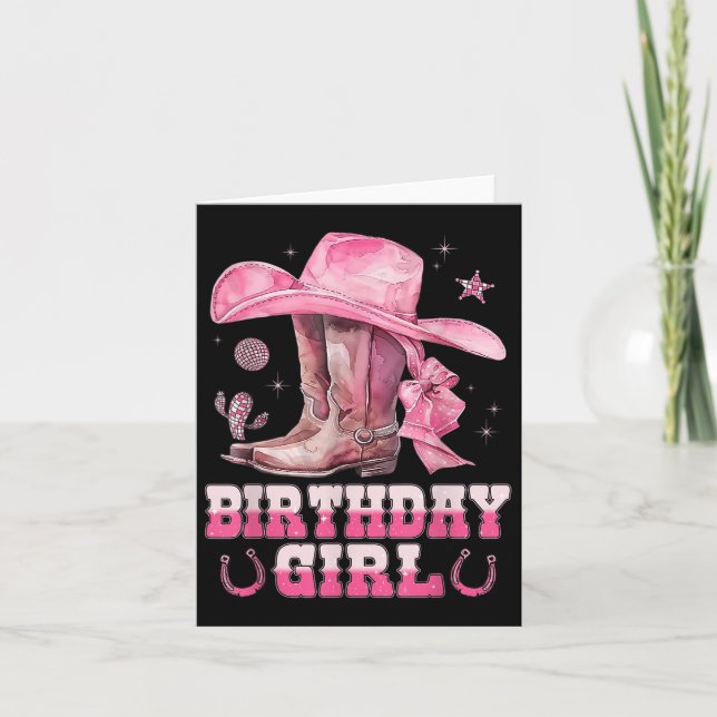 Birthday Cowgirl Western Birthday Girl Party Dekor Karte (Vorderseite)