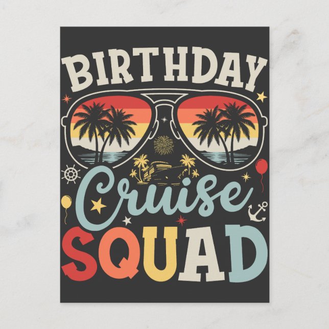 Birthday Cruise Squad Group Familienmatte Postkarte (Vorderseite)
