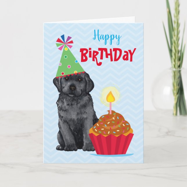 Birthday Cupcake Black Lab Karte (Vorderseite)