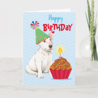 Birthday Cupcake Bull Terrier Card
