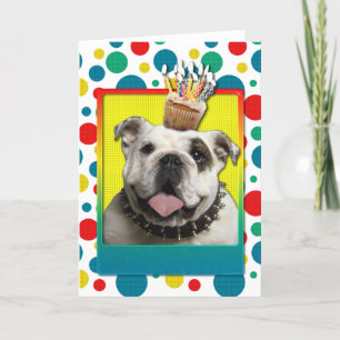 Birthday Cupcake - Bulldog - Light Karte