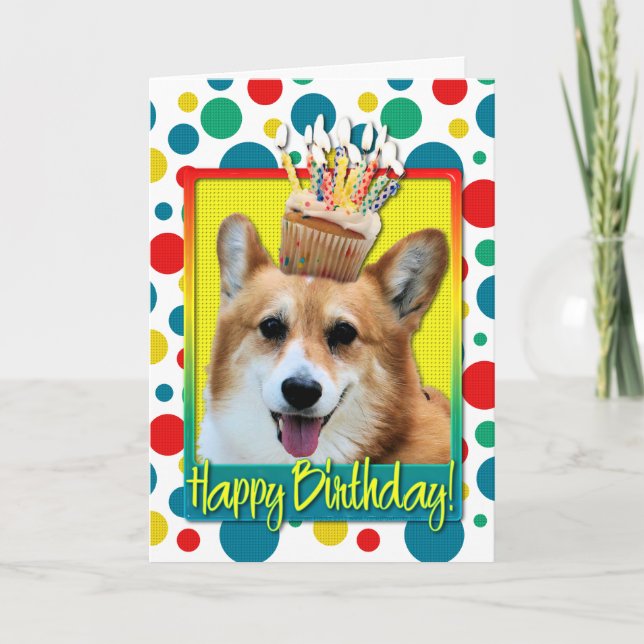 Birthday Cupcake - Corgi - Owen Karte (Vorderseite)