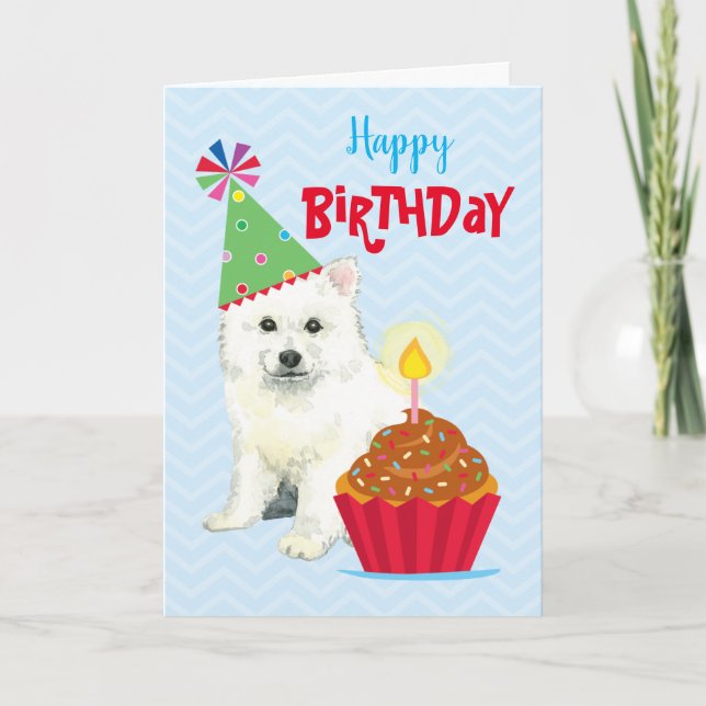 Birthday Cupcake Eskie Karte (Vorderseite)