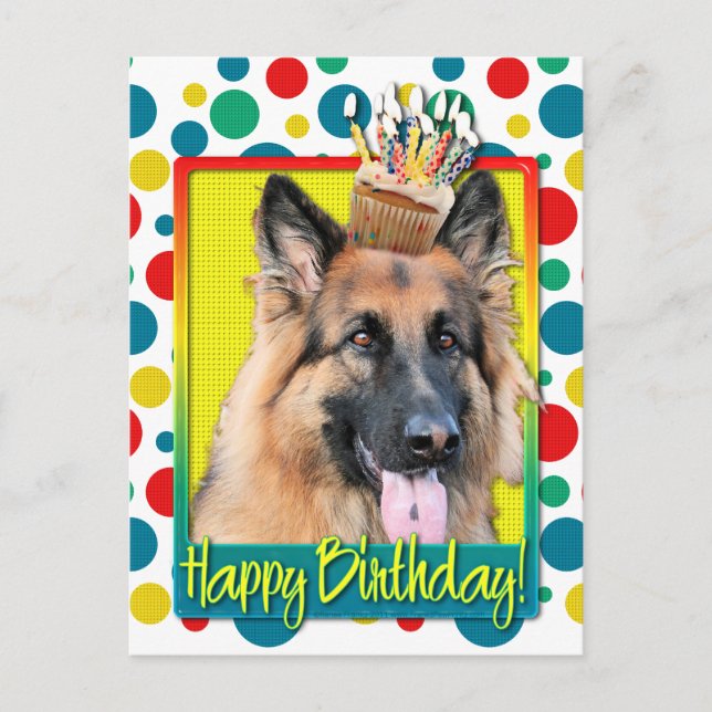 Birthday Cupcake - German Shepherd - Chance Postkarte (Vorderseite)