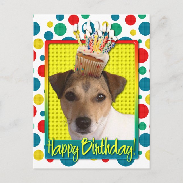 Birthday Cupcake - Jack Russell Postkarte (Vorderseite)