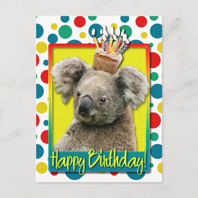 Birthday Cupcake - Koala Postkarte (Vorderseite)