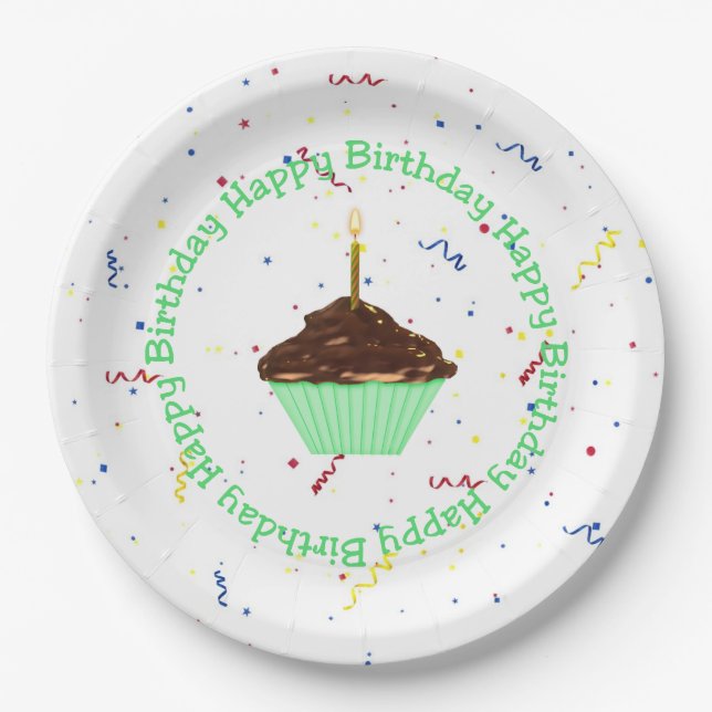 Birthday Cupcake Pappteller (Vorderseite)