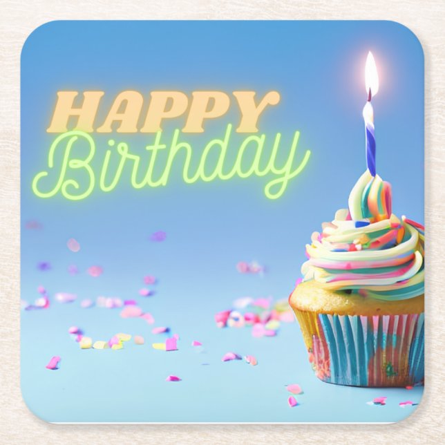 Birthday Cupcake Rechteckiger Pappuntersetzer (Vorderseite)