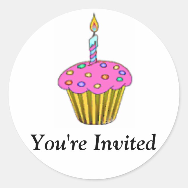 Birthday Cupcake Runder Aufkleber (Vorderseite)
