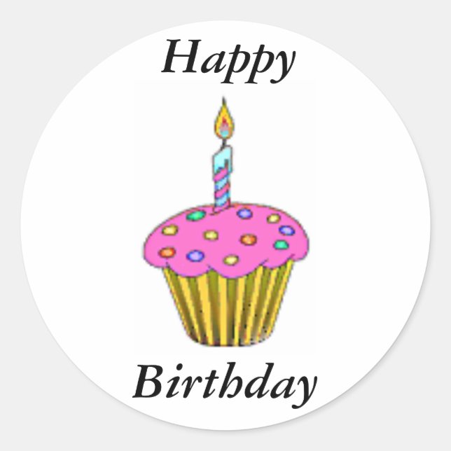 Birthday Cupcake Runder Aufkleber (Vorderseite)