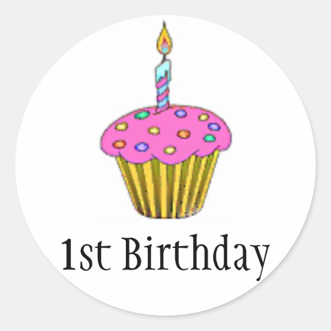 Birthday Cupcake Runder Aufkleber (Vorderseite)