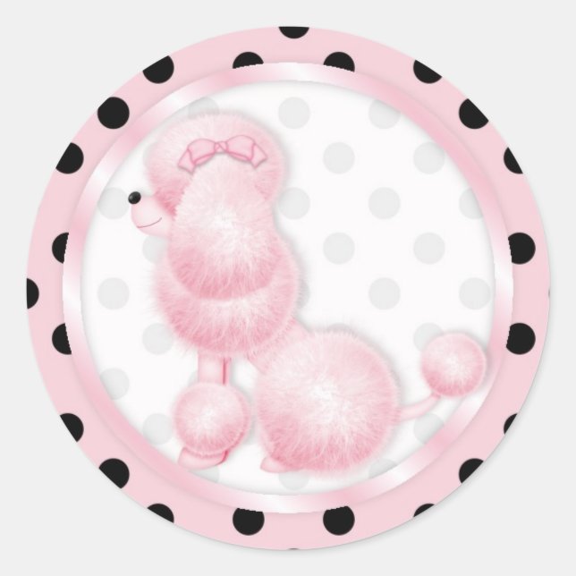 Birthday Cupcake Toppers Stickers Pink Poodle (Vorderseite)