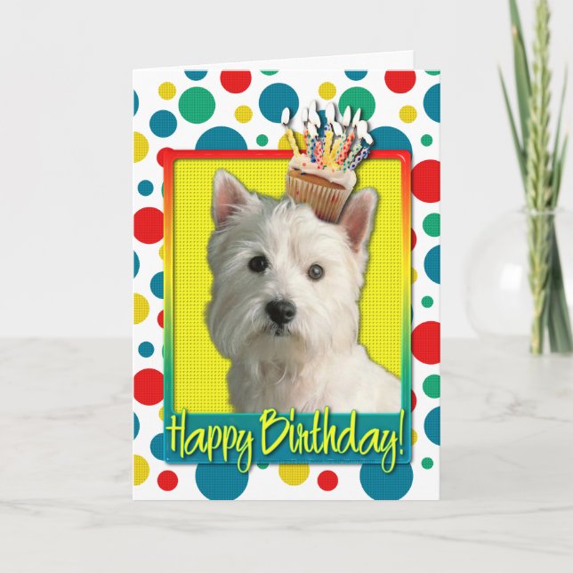 Birthday Cupcake - West Highland Terrier Karte (Vorderseite)