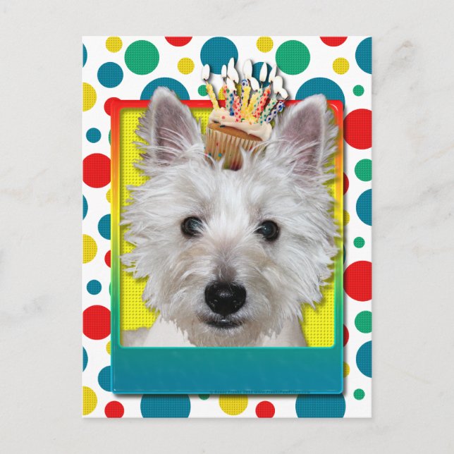 Birthday Cupcake - Westie - Tank Postkarte (Vorderseite)