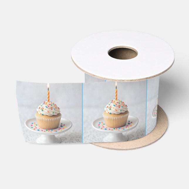 Birthday Cupcake with a Candle Satinband (Spule)