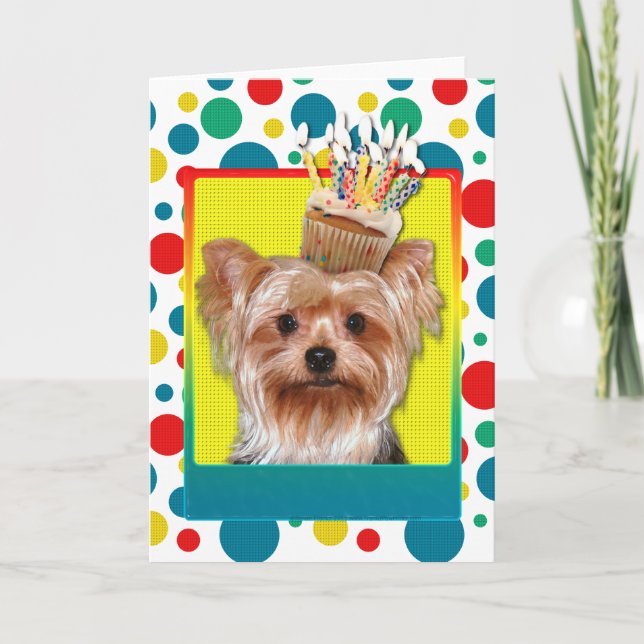 Birthday Cupcake - Yorkshire Terrier Karte (Vorderseite)