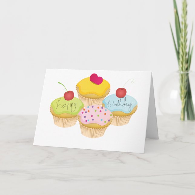 Birthday Cupcakes Karte (Vorderseite)