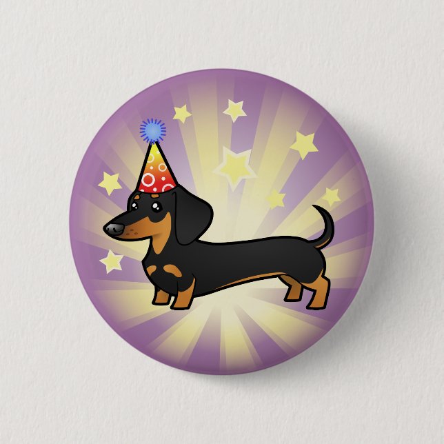 Birthday Dachshund (smooth coat) Button (Vorderseite)