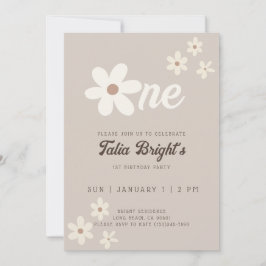 Birthday Daisy Natural Boho Retro Vibes Einladung