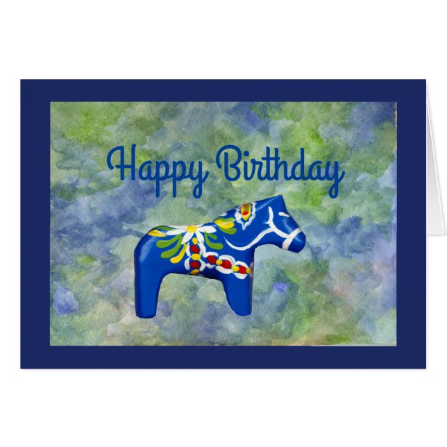 Birthday Dala Horse (Vorderseite (Horizontal))