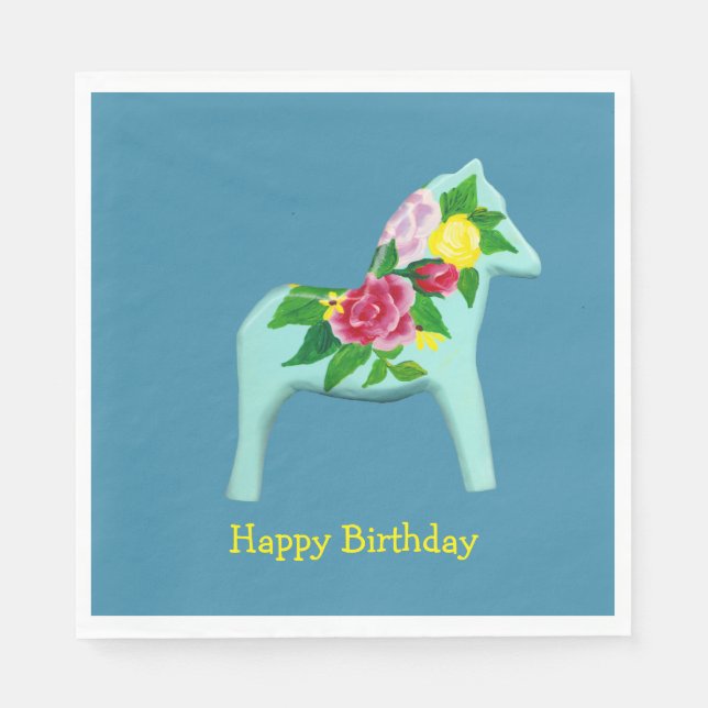 Birthday Dala Horse Serviette (Vorderseite)