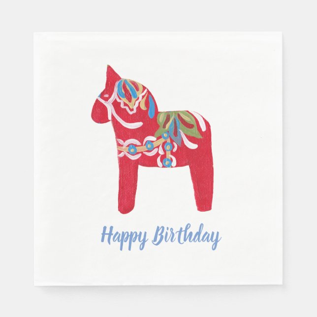Birthday Dala Horse Serviette (Vorderseite)