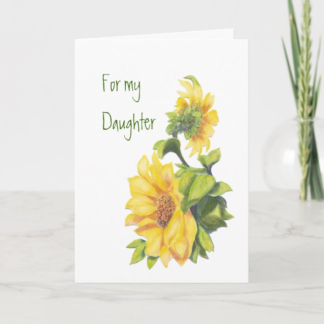 Birthday Daughter Aquarell Sonnenblumen, Blumen Karte (Vorderseite)