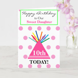 Birthday Daughter Party Hat Blume Balloons Karte